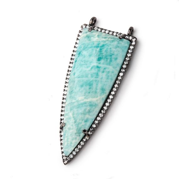 45x18mm Black Gold Bezel CZ & Amazonite Faceted Point Pendant 1 focal bead (ONLINE ORDER ONLY)