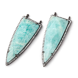 45x18mm Black Gold Bezel CZ & Amazonite Faceted Point Pendant 1 focal bead (ONLINE ORDER ONLY)