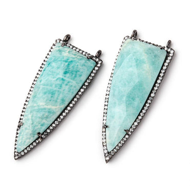 45x18mm Black Gold Bezel CZ & Amazonite Faceted Point Pendant 1 focal bead (ONLINE ORDER ONLY)