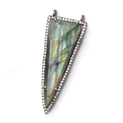 45x18mm Black Gold CZ Bezel Set Labradorite Faceted Point Focal 1 piece (ONLINE ORDER ONLY)