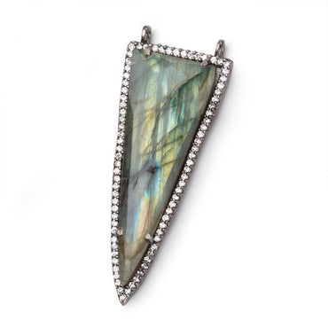 45x18mm Black Gold CZ Bezel Set Labradorite Faceted Point Focal 1 piece (ONLINE ORDER ONLY)