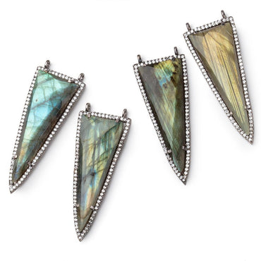 45x18mm Black Gold CZ Bezel Set Labradorite Faceted Point Focal 1 piece (ONLINE ORDER ONLY)