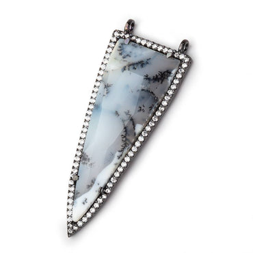 45x18mm Black Gold CZ Bezel Dendritic Opal Faceted Point 1 Connector (ONLINE ORDER ONLY)