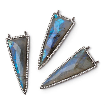 45x18mm Black Gold CZ Bezel Labradorite Faceted Point Connector 1 Focal (ONLINE ORDER ONLY)