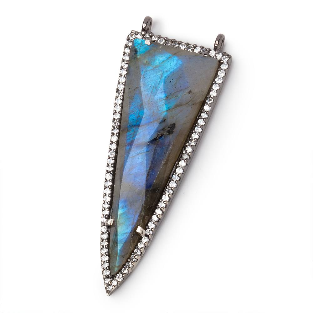 45x18mm Black Gold CZ Bezel Labradorite Faceted Point Connector 1 Focal (ONLINE ORDER ONLY)
