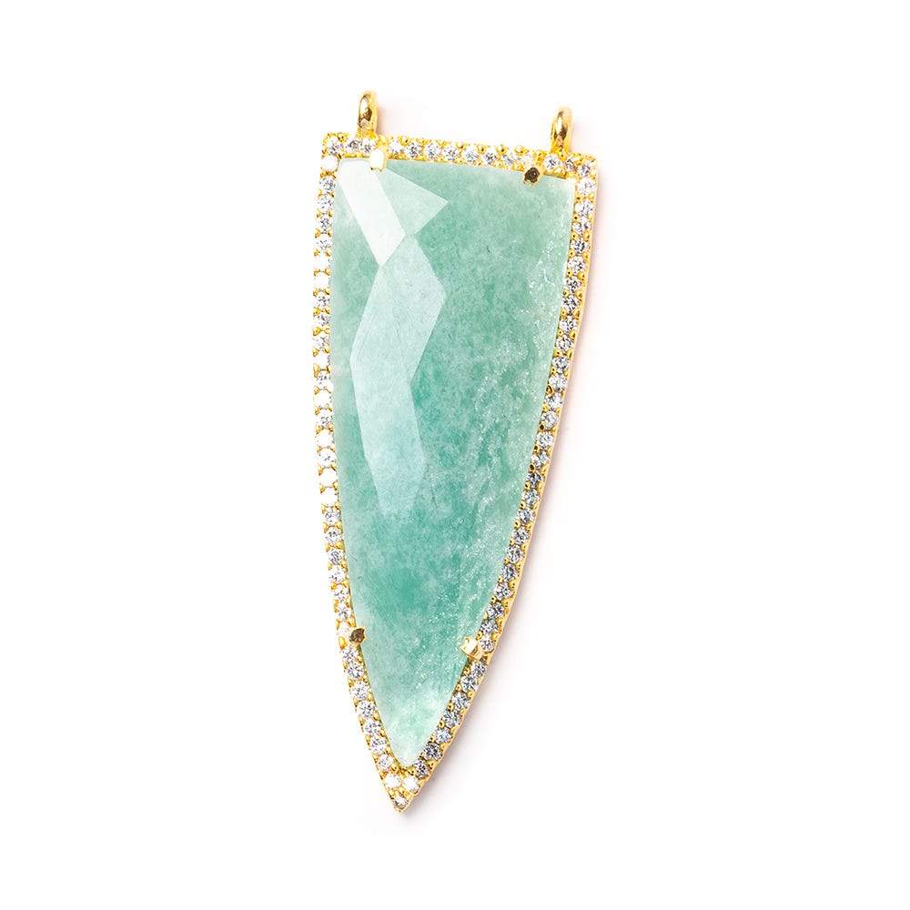 45x18mm Vermeil Bezel CZ & Amazonite Faceted Point Pendant 1 focal bead (ONLINE ORDER ONLY)