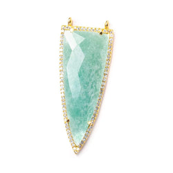 45x18mm Vermeil Bezel CZ & Amazonite Faceted Point Pendant 1 focal bead (ONLINE ORDER ONLY)