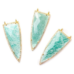 45x18mm Vermeil Bezel CZ & Amazonite Faceted Point Pendant 1 focal bead (ONLINE ORDER ONLY)