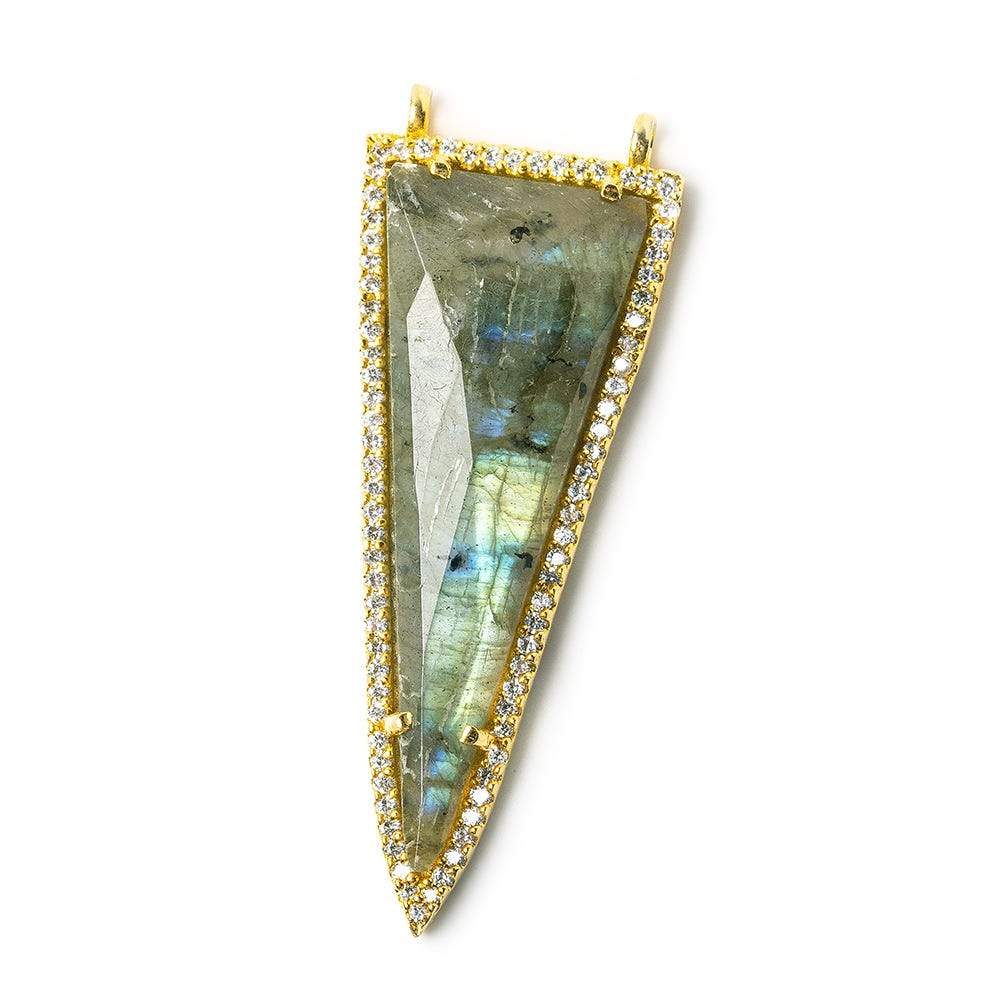 45x18mm Gold Bezel CZ & Labradorite Faceted Point Pendant 1 focal bead (ONLINE ORDER ONLY)