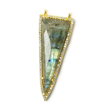 45x18mm Gold Bezel CZ & Labradorite Faceted Point Pendant 1 focal bead (ONLINE ORDER ONLY)