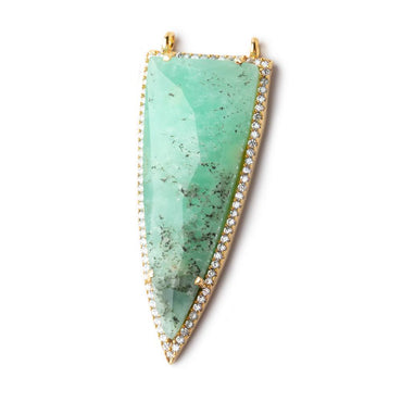 45x18mm Vermeil Bezel CZ & Chrysoprase and Matrix Faceted Point Pendant 1 focal bead (ONLINE ORDER ONLY)