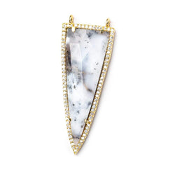 45x18mm Vermeil Bezel CZ & Dendritic Opal Faceted Point Pendant 1 focal bead (ONLINE ORDER ONLY)