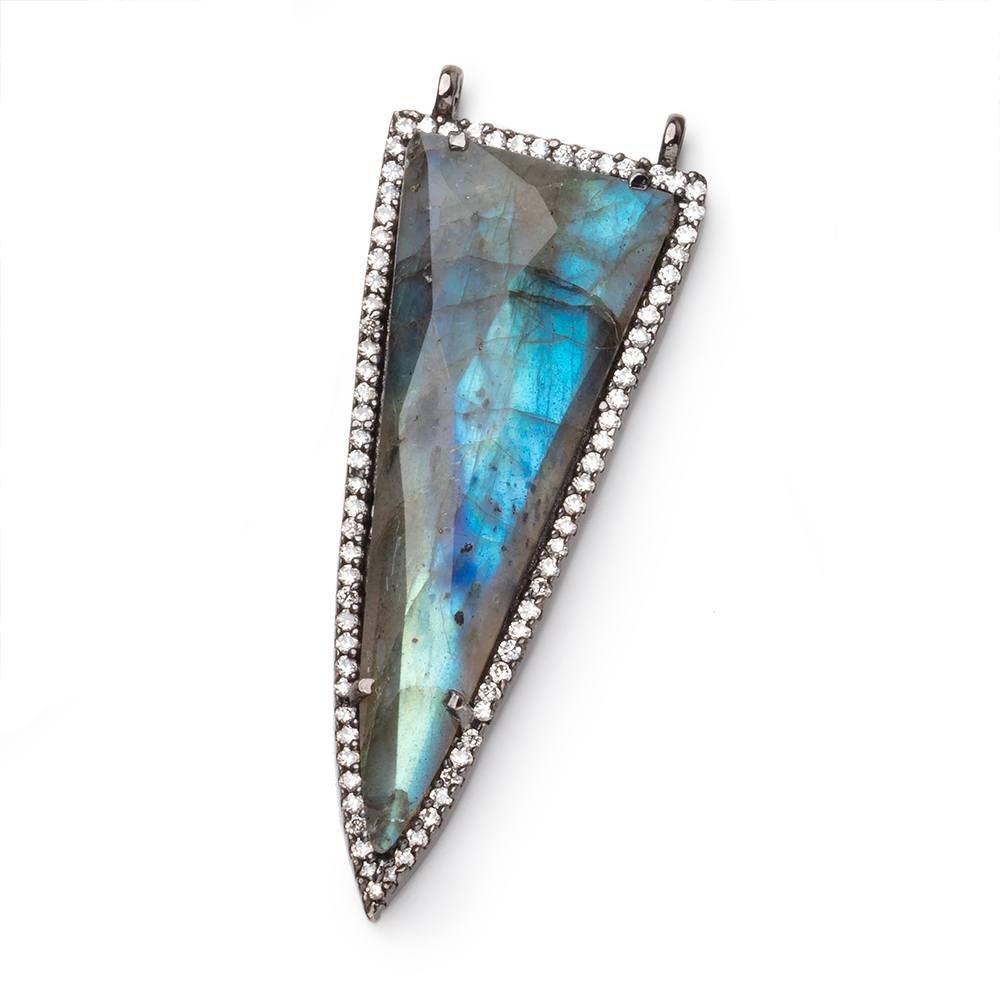 45x18mm Black Gold CZ Bezel Set Labradorite Faceted Point 1 Pendant (ONLINE ORDER ONLY)
