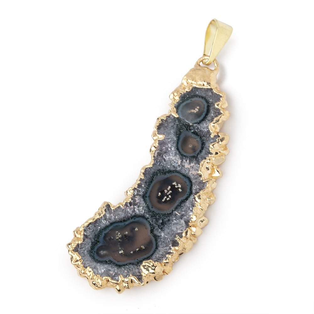 45x20mm Gold Leafed Amethyst Solar Quartz Slice Pendant 1 focal piece (ONLINE ORDER ONLY)