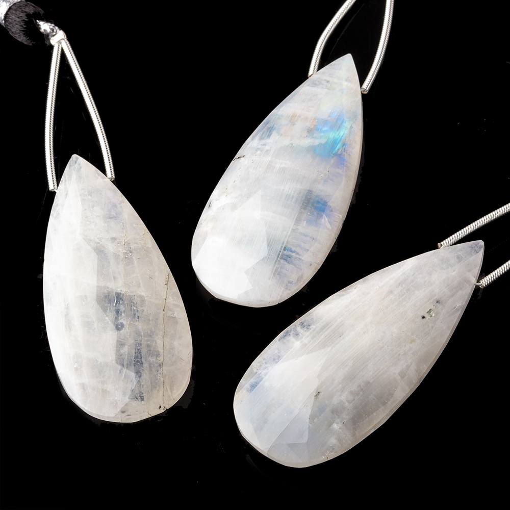 45x20mm Rainbow Moonstone Faceted Pear Focal Bead 1 piece (ONLINE ORDER ONLY)