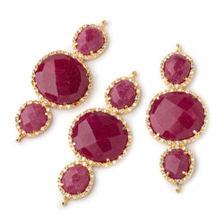 45x20mm Vermeil CZ Bezel Ruby 3 Nugget Connector 1 Focal Bead (ONLINE ORDER ONLY)