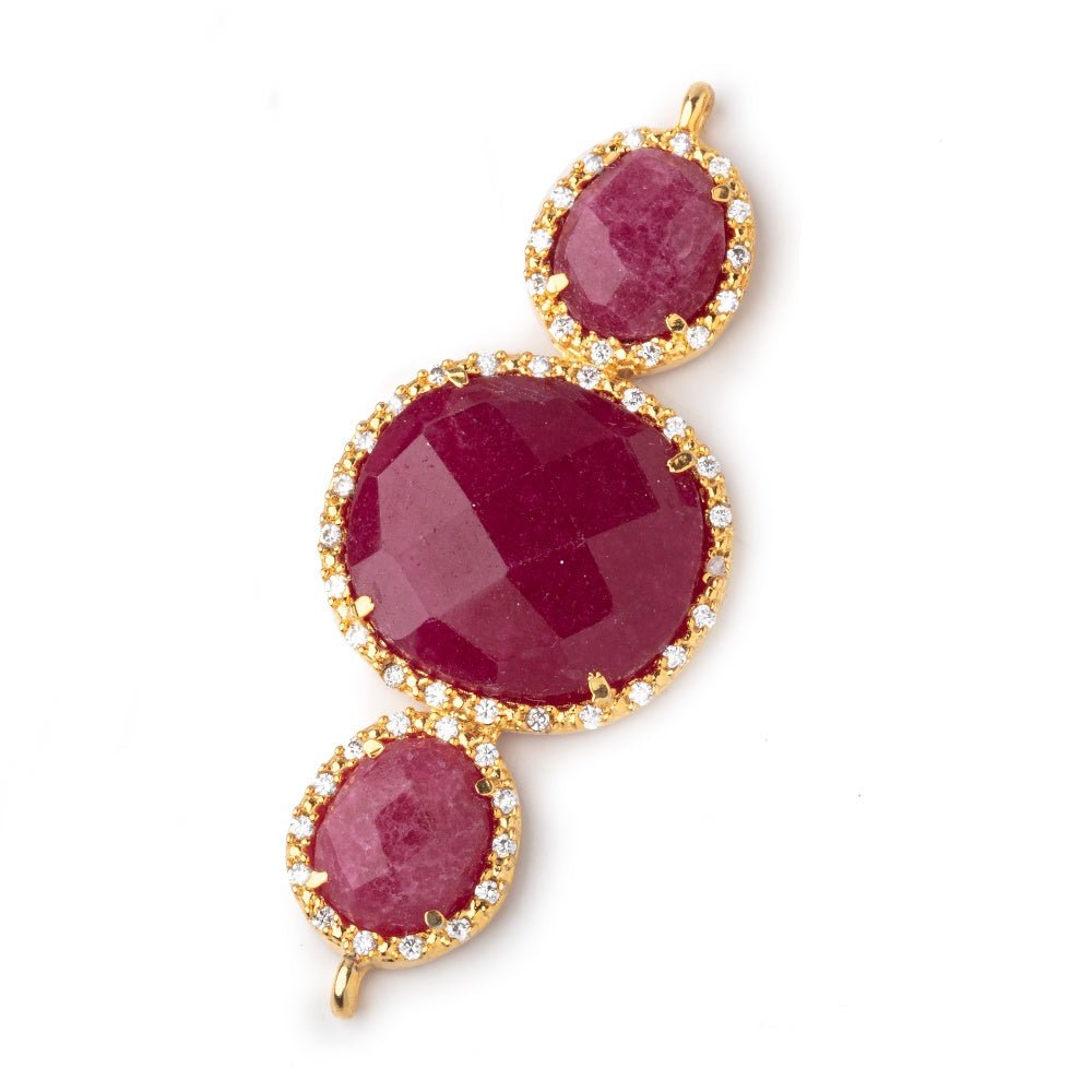 45x20mm Vermeil CZ Bezel Ruby 3 Nugget Connector 1 Focal Bead (ONLINE ORDER ONLY)