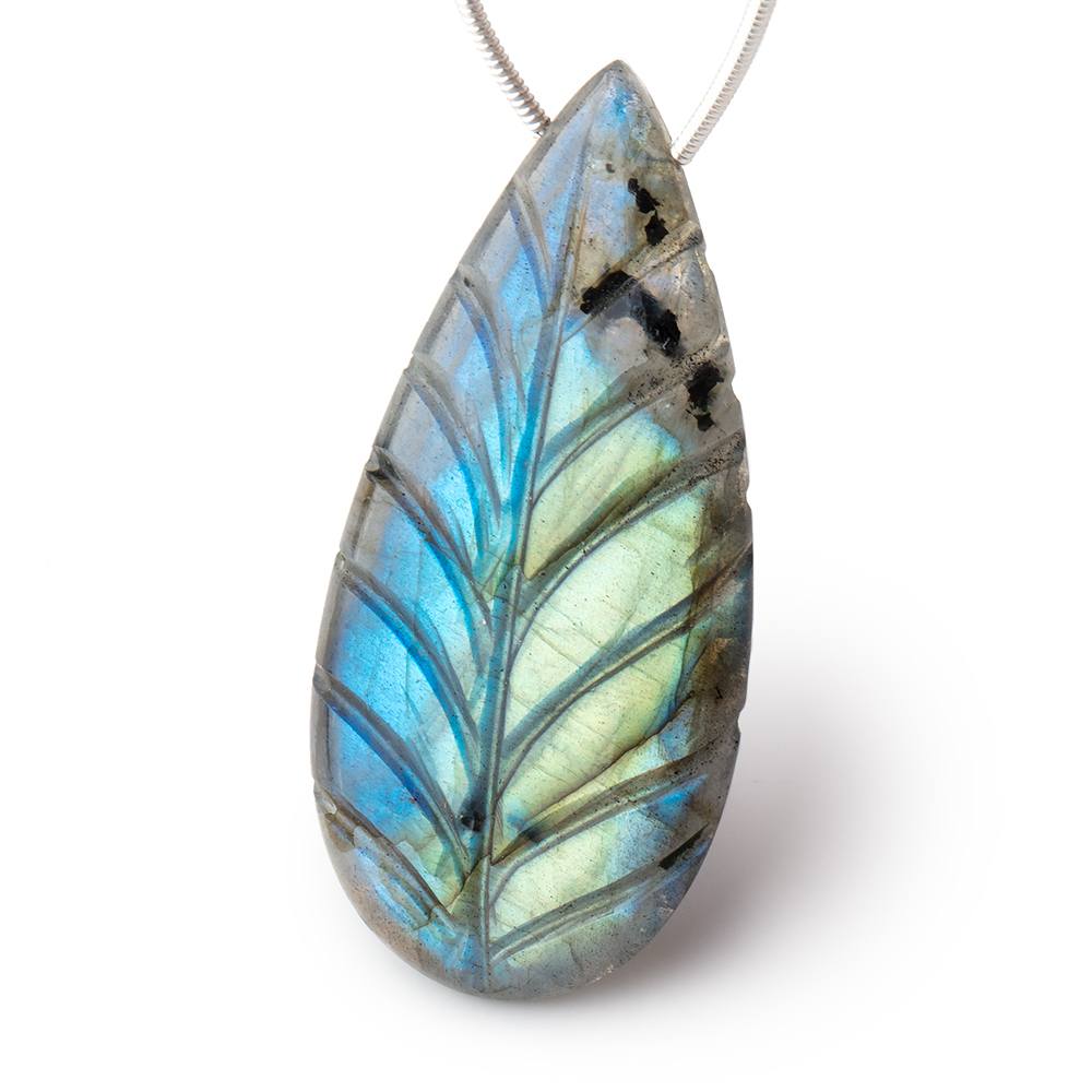 45x22mm Blue Flash Labradorite Carved Pear Focal 1 Bead (ONLINE ORDER ONLY)