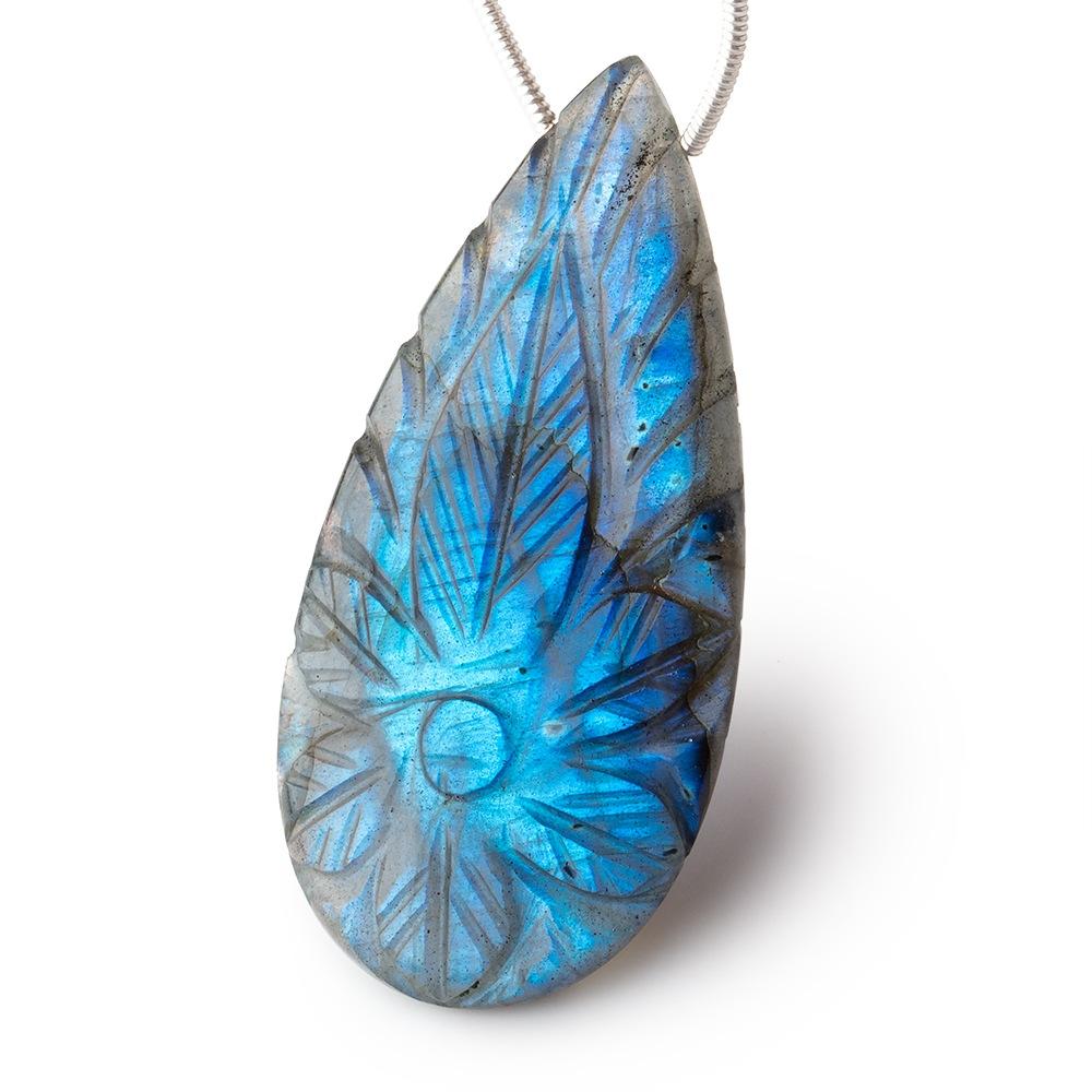 45x22mm Blue Flash Labradorite Carved Pear Focal 1 Bead (ONLINE ORDER ONLY)