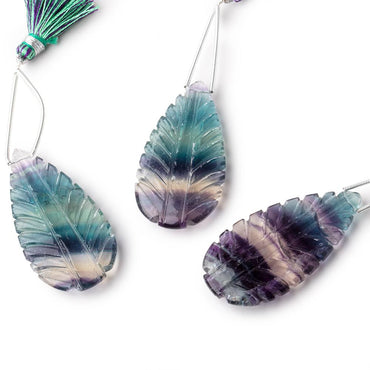 45x22mm Fluorite Hand Carved Pear Focal Bead 1 piece (ONLINE ORDER ONLY)