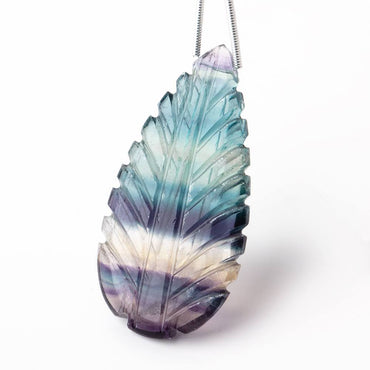 45x22mm Fluorite Hand Carved Pear Focal Bead 1 piece (ONLINE ORDER ONLY)