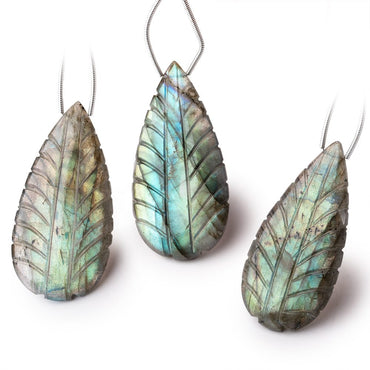 45x22mm Labradorite Hand Carved Pear Focal 1 Bead (ONLINE ORDER ONLY)