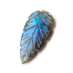 45x22mm Labradorite Hand Carved Shoulder Drill leaf Focal 1 Bead (ONLINE ORDER ONLY)