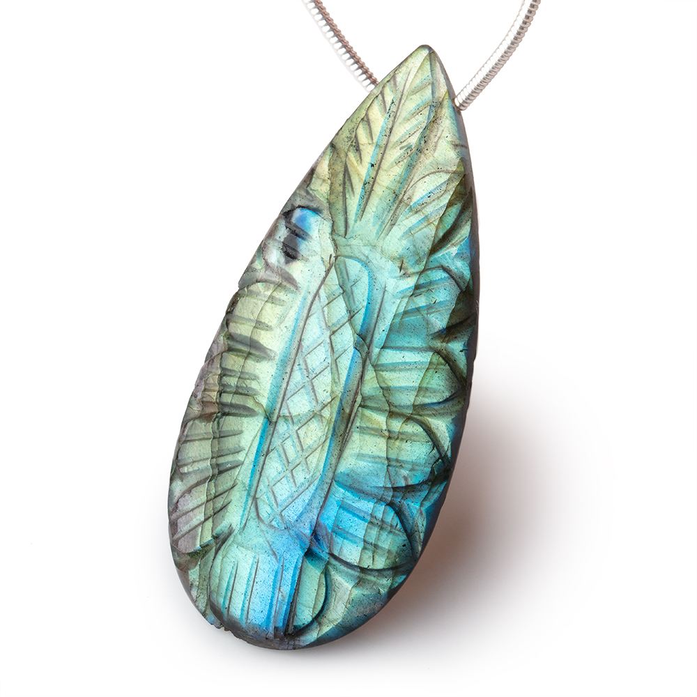 45x22mm Multi Color Flash Labradorite Carved Pear Focal 1 Bead (ONLINE ORDER ONLY)