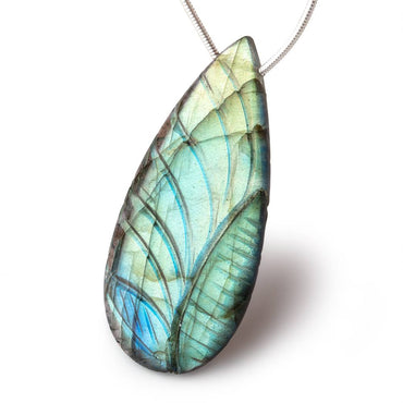 45x22mm Multi Color Flash Labradorite Carved Pear Focal 1 Bead (ONLINE ORDER ONLY)