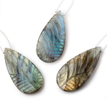 45x22mm Multi Color Labradorite Carved Pear Focal 1 Bead (ONLINE ORDER ONLY)