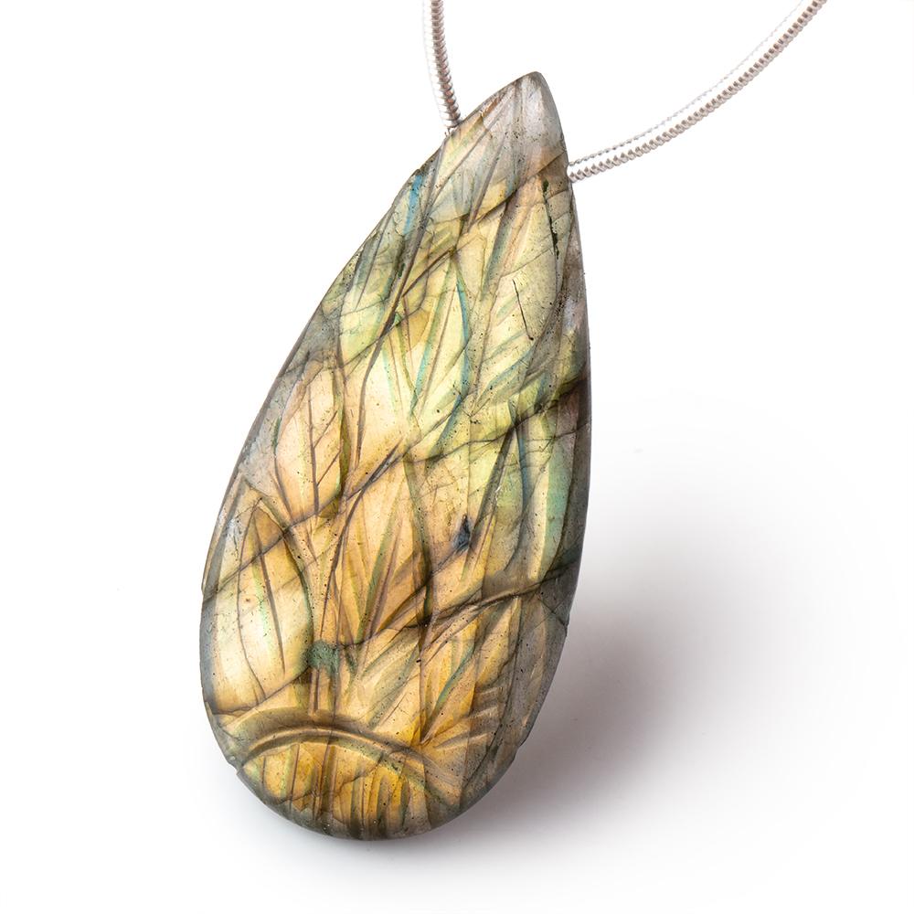 45x22mm Multi Color Labradorite Hand Carved Pear Focal 1 Bead (ONLINE ORDER ONLY)