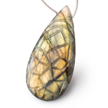 45x22mm Multi Color Labradorite Hand Carved Pear Focal 1 Bead (ONLINE ORDER ONLY)