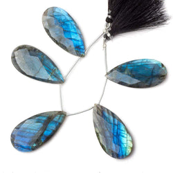 45x22x6mm Labradorite faceted pear briolette beads 5 inch 5 pieces A (ONLINE ORDER ONLY)