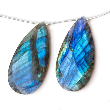 45x22x6mm Labradorite faceted pear briolette beads 5 inch 5 pieces A (ONLINE ORDER ONLY)