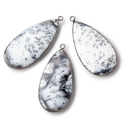 45x23mm Black Gold Bezel Dendritic Opal Plain Pear Pendant 1 Piece (ONLINE ORDER ONLY)