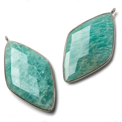 45x24mm Black Gold .925 Bezel Amazonite faceted Kite Pendant 1 piece (ONLINE ORDER ONLY)