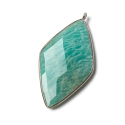 45x24mm Black Gold .925 Bezel Amazonite faceted Kite Pendant 1 piece (ONLINE ORDER ONLY)