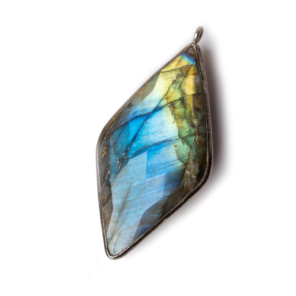 45x24mm Black Gold .925 Bezel Labradorite faceted Kite Pendant 1 piece (ONLINE ORDER ONLY)
