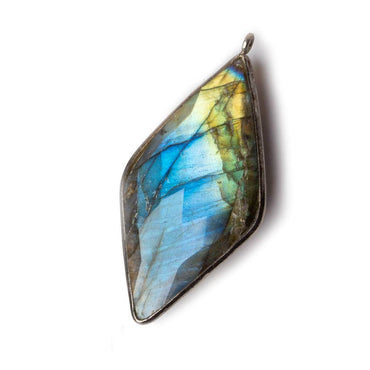 45x24mm Black Gold .925 Bezel Labradorite faceted Kite Pendant 1 piece (ONLINE ORDER ONLY)