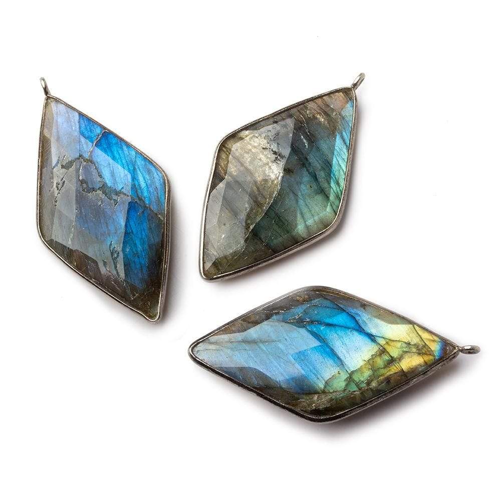 45x24mm Black Gold .925 Bezel Labradorite faceted Kite Pendant 1 piece (ONLINE ORDER ONLY)