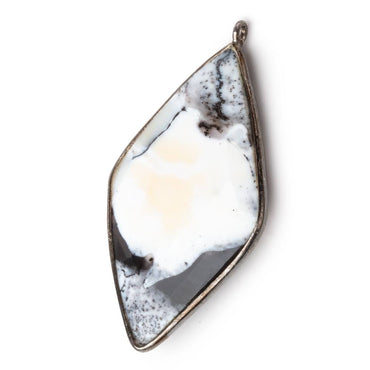 Black Gold .925 Bezel Opaque Dendritic Opal faceted Kite Pendant (ONLINE ORDER ONLY)