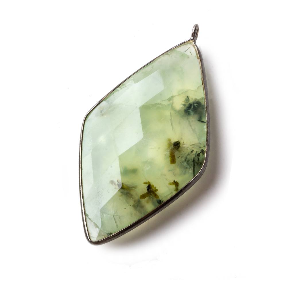 45x24mm Black Gold .925 Bezel Prehnite faceted Kite Pendant 1 piece (ONLINE ORDER ONLY)