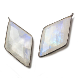 44x25mm Black Gold .925 Bezel Rainbow Moonstone faceted Kite Pendant 1 piece (ONLINE ORDER ONLY)