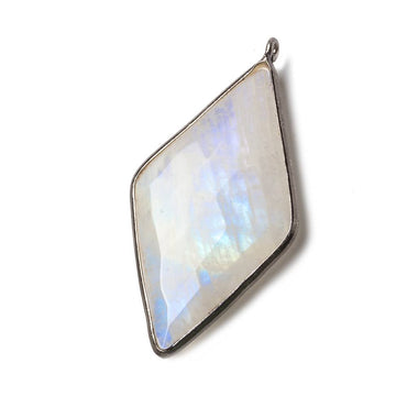 44x25mm Black Gold .925 Bezel Rainbow Moonstone faceted Kite Pendant 1 piece (ONLINE ORDER ONLY)