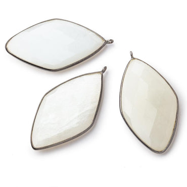 45x24mm Black Gold .925 Bezel White Moonstone faceted Kite Pendant 1 piece (ONLINE ORDER ONLY)