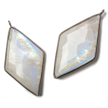 45x24mm Dark Silver Bezel Rainbow Moonstone faceted Kite Pendant 1 piece (ONLINE ORDER ONLY)
