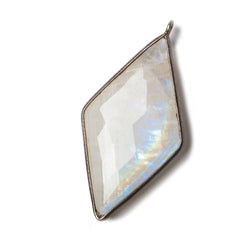 45x24mm Dark Silver Bezel Rainbow Moonstone faceted Kite Pendant 1 piece (ONLINE ORDER ONLY)
