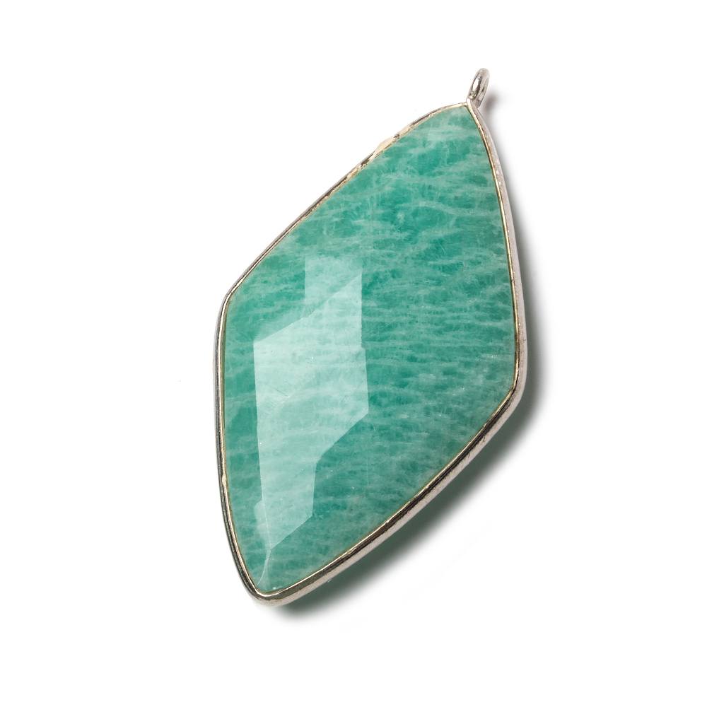 45x24mm Silver Bezel Amazonite faceted Kite Pendant 1 piece (ONLINE ORDER ONLY)