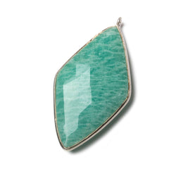 45x24mm Silver Bezel Amazonite faceted Kite Pendant 1 piece (ONLINE ORDER ONLY)