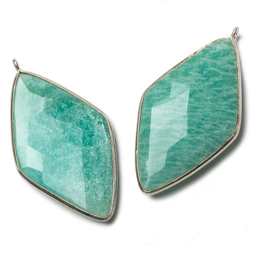 45x24mm Silver Bezel Amazonite faceted Kite Pendant 1 piece (ONLINE ORDER ONLY)